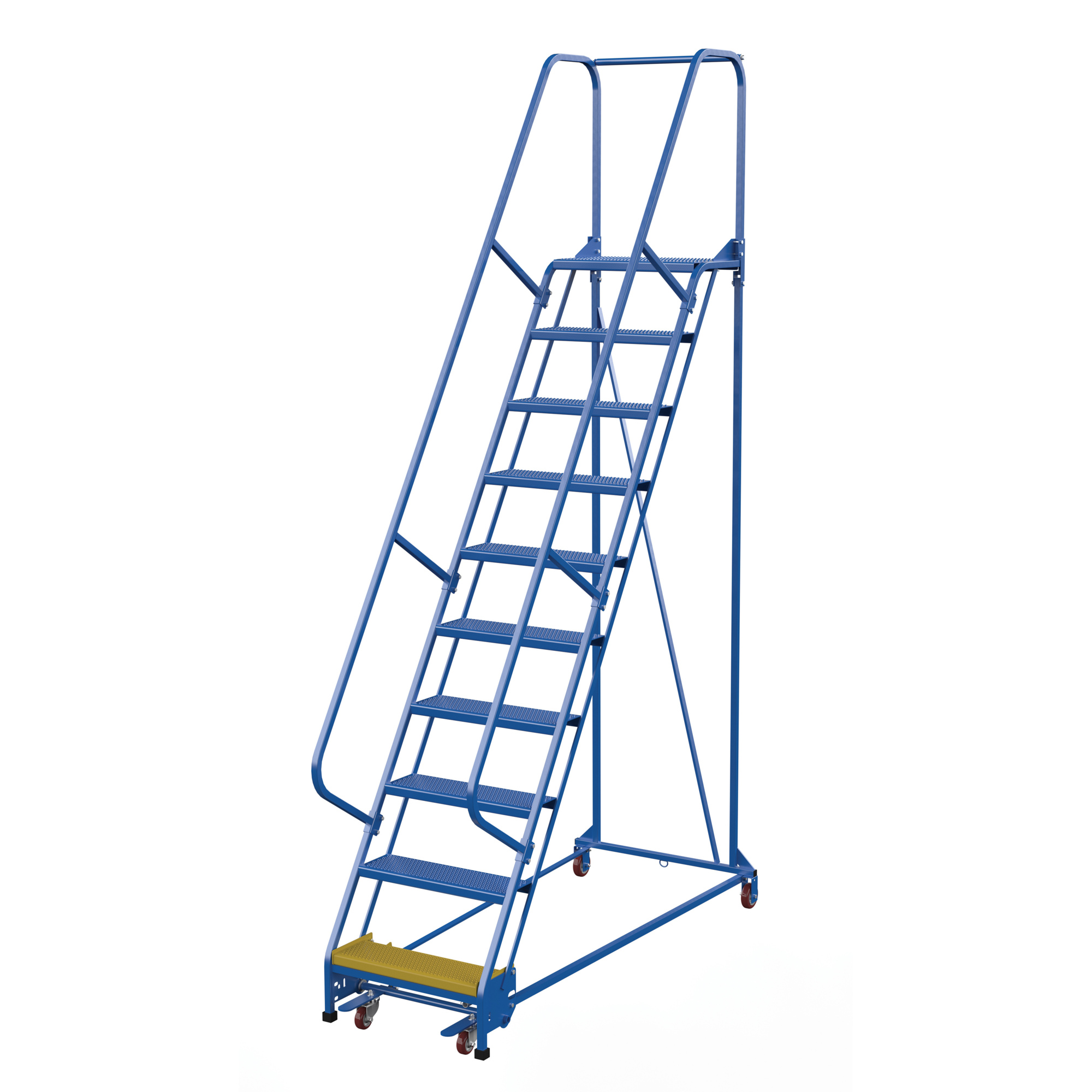 Vestil Perforated Warehouse Ladder - 10 Steps, 130in. Overall Height, Steel, Powder-Coat Blue, Model# LAD-PW-26-10-P